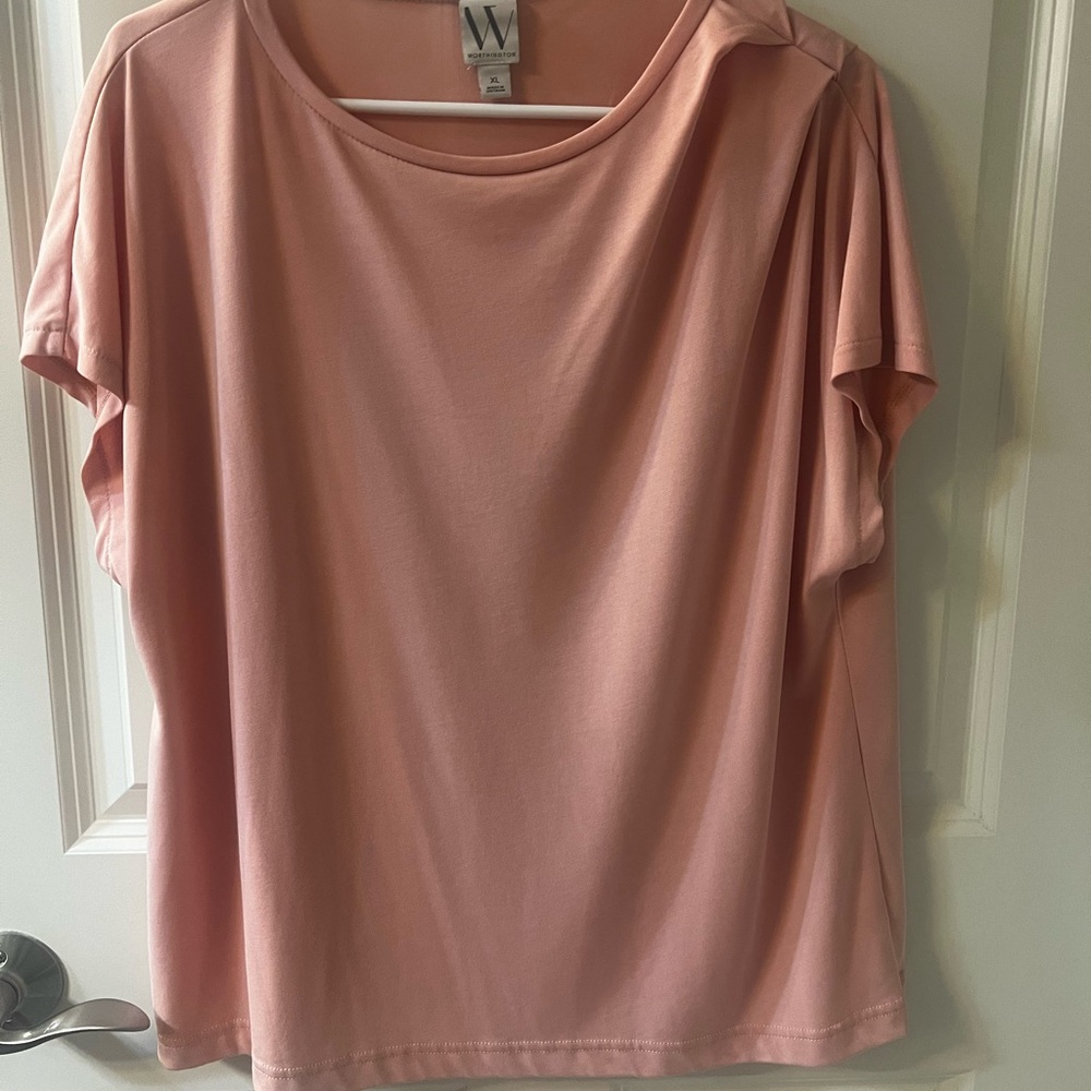 Worthington Blush Pink Short Sleeve Blouse